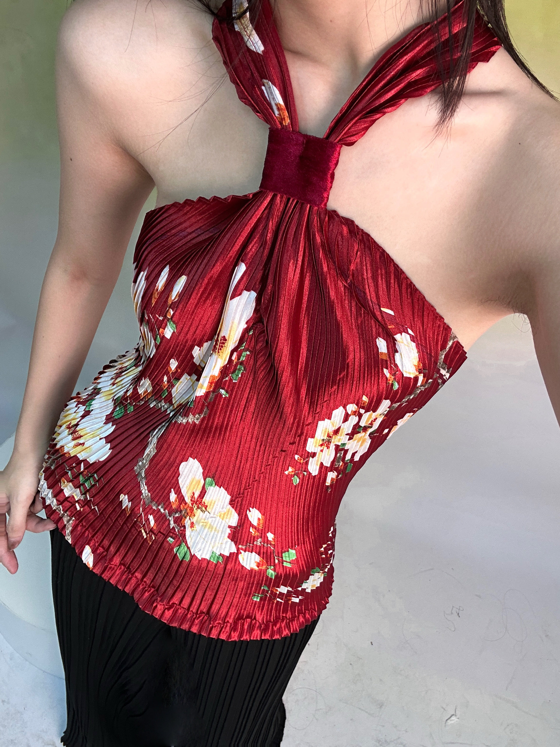 旧世纪复古印花辣妹夏季清凉轻薄亮光褶皱一片式吊带背心上衣,女装/女士精品,背心吊带,淘宝优惠券,粉丝福利购,淘宝优惠卷