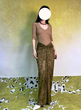 ANTIMOON大地草木地母系新中式烧花丝绒中古感针织连衣裙套装