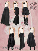 ANTIMOON人手一条多穿变化复古百搭希腊垂褶腰封暗黑小黑裙半身裙