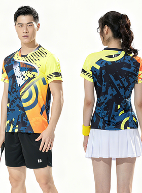 单双号DASONKA速干羽毛球服男女短袖运动服乒乓球衣网球服T恤