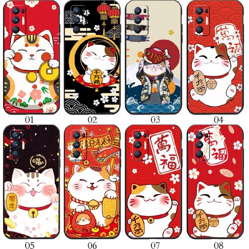 招财猫可爱 适用 realme GT/2T/Neo/闪速版/大师探索版/一加 9/Pro/9R/RT/8T/Ace 2V/魅族18/Neo5 SE手机壳