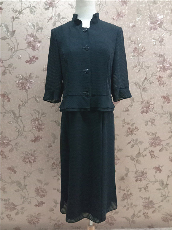 全新品质日单高定样品！vintage古着ol小黑裙荷叶边客供料连衣裙