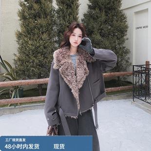 灰色羊羔毛大毛领派克羽绒服女冬季2025新款90白鸭绒内胆加厚外套