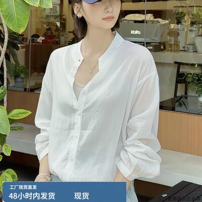 白色长袖亚麻衬衫早秋女装2025新款薄款轻奢高级感法式小资小上衣