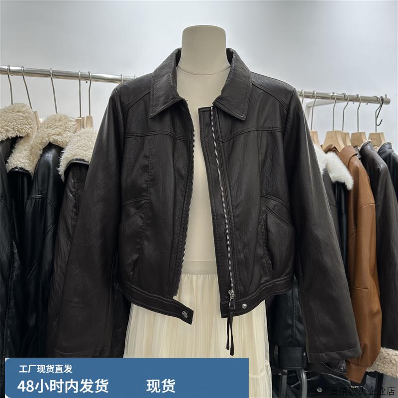 小个子夹棉皮衣女短款上衣2025秋季拉炼机车服pu皮夹克二棉外套潮