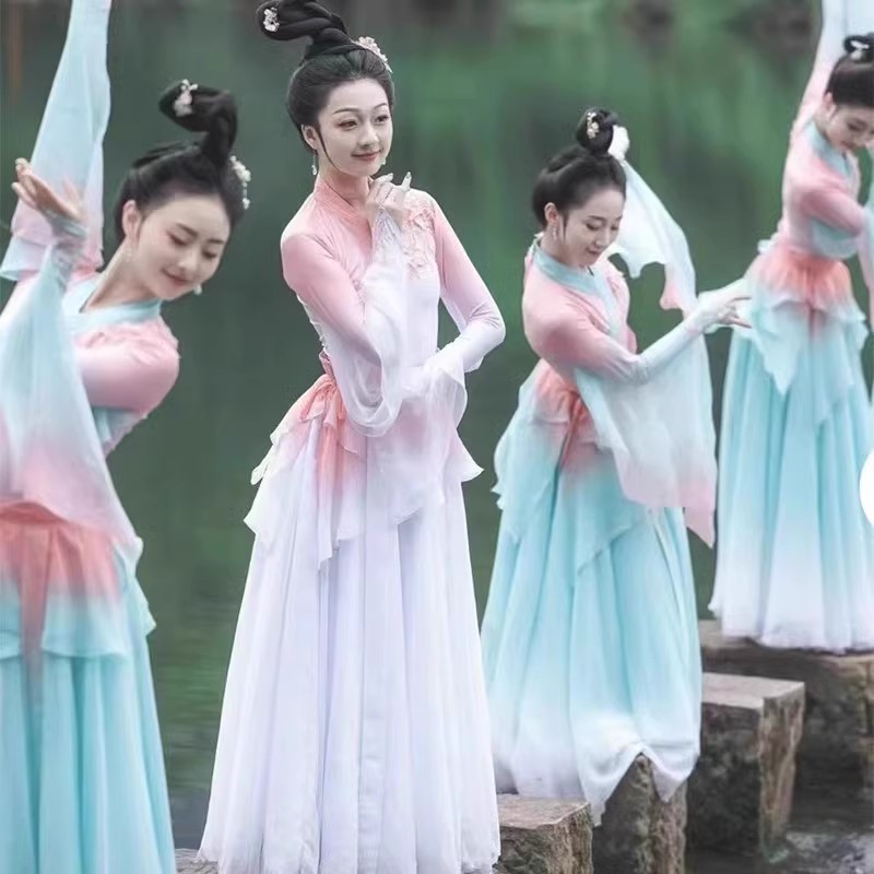 唤鱼清歌古典舞演出服女艺考飘逸仙气群舞大摆裙民族舞蹈服麦太保