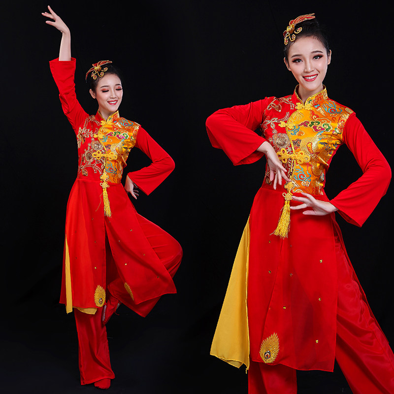 腰鼓队服装女打鼓服演出服男2023新款中国风成人水鼓舞秧歌舞蹈服
