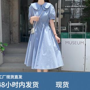 初中高中学生连衣裙2025少女大童夏装新款显瘦学院风收腰过膝长裙