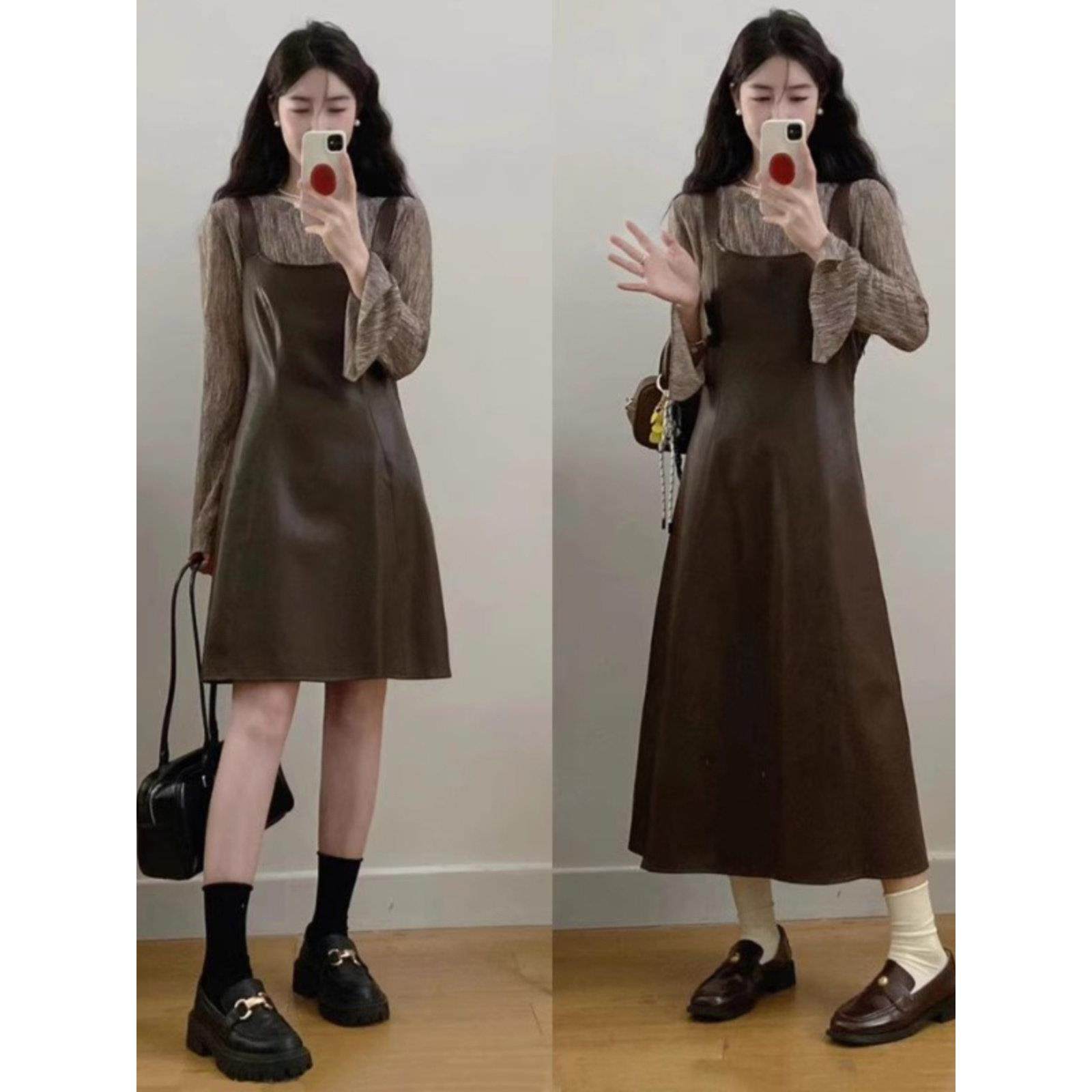 大码法式美拉德背带连衣裙女早秋流行穿搭胖mm高级感打底内搭皮裙,运动/瑜伽/健身/球迷用品,瑜伽短裙,淘宝优惠券,粉丝福利购,淘宝优惠卷