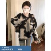 2025秋冬新款 慵懒风宽松软糯毛衣女韩版 拼色设计感百搭套头上衣潮