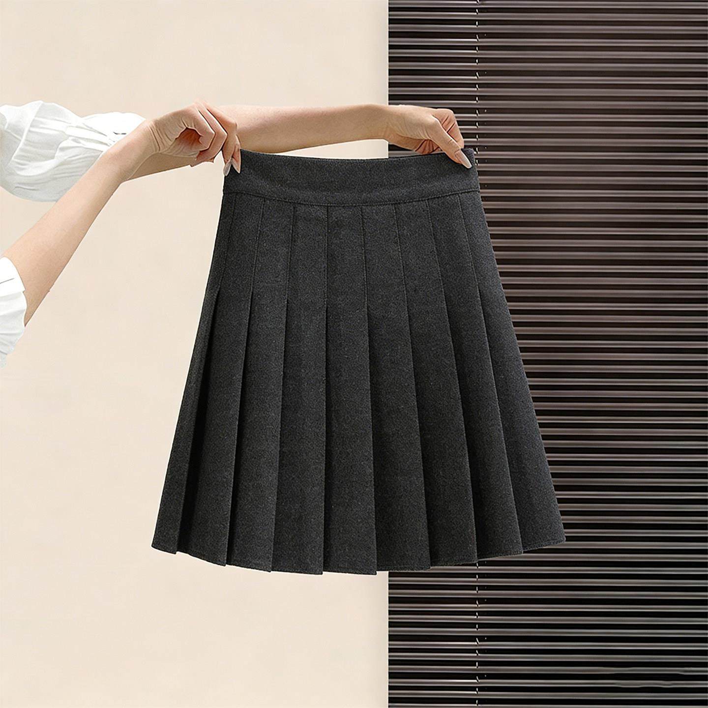 大码灰色毛呢半身短裙女冬季巨好看的半裙胖mm高腰显瘦a字百褶裙,运动/瑜伽/健身/球迷用品,瑜伽短裙,淘宝优惠券,粉丝福利购,淘宝优惠卷