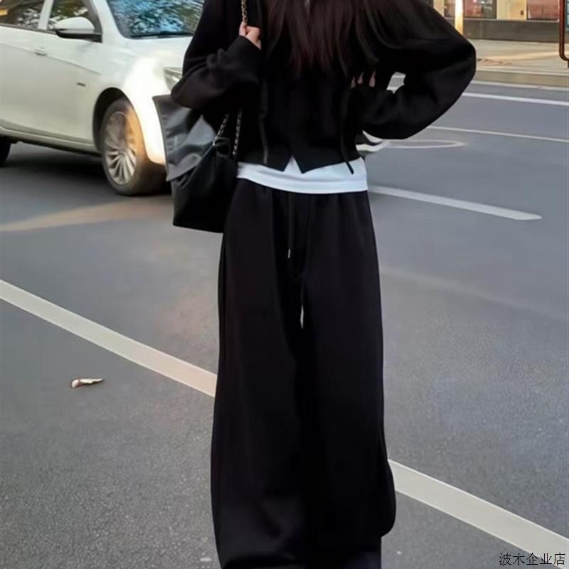 加码宽松和多功能连帽运动衫和裤子两件套的女性2025秋季新时尚苗