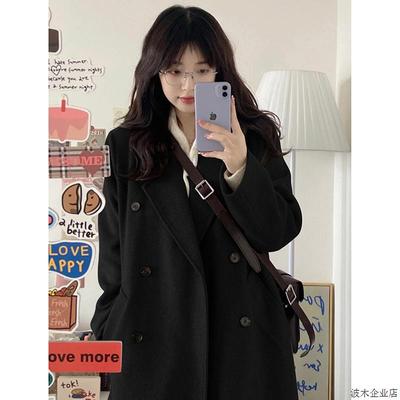 毛呢外套女小个子2024新款秋冬季高级感韩系加厚正肩羊绒呢子大衣