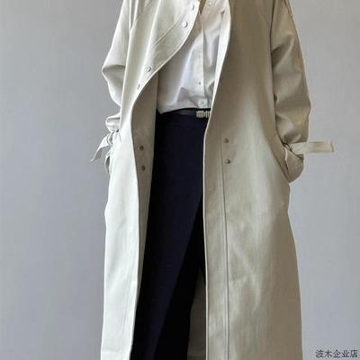 立领风衣外套女春秋季韩系复古英伦风高级感小个子收腰中长款大衣