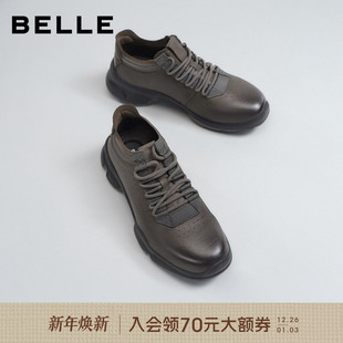 新款 男25秋季 牛皮革户外A2215CM5 休闲厚底增高运动健步鞋 百丽男士