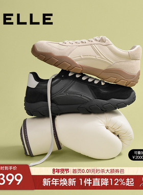 百丽男士赛车鞋休闲德训板鞋男新款黑色软底运动阿甘鞋子8VL01CM5