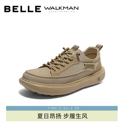 百丽男士一脚蹬软底休闲布鞋男