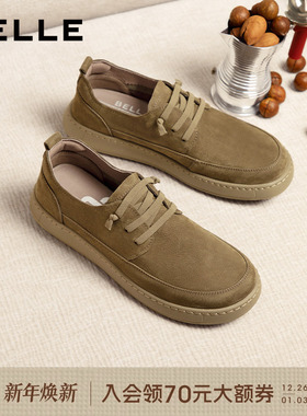翟潇闻同款百丽男鞋冬季一脚蹬软底工装鞋勃肯休闲皮鞋子A1857AM5