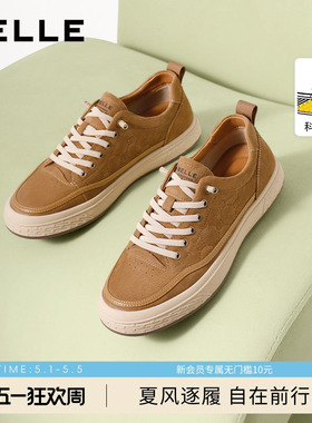 百丽男士休闲运动工装板鞋子春夏季新款透气牛皮革一脚蹬A1930BM5