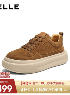 百丽男士时尚工装休闲板鞋男2025冬季新款厚底增高面包鞋8YF01DM5