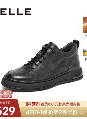 百丽男士休闲商务软底皮鞋男冬季新款通勤黑色公务鞋加绒8CS01DM3