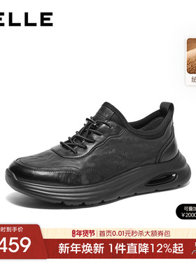 百丽男鞋厚底增高休闲商务软底跑步运动健步鞋25冬新款加绒D2X18A