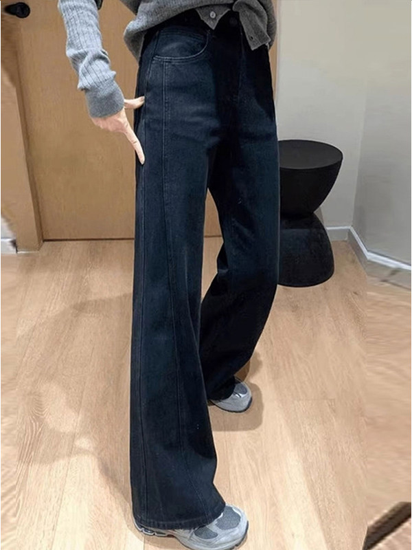 高腰大码牛仔裤女2025秋季新款胖mm宽松小个子显瘦百搭微喇阔腿裤