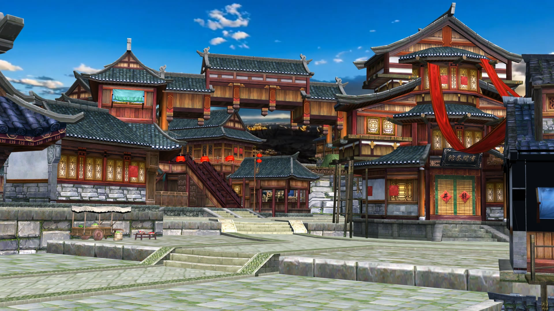 古代街道 唐代 宋代街道洒楼 古镇led视频素材