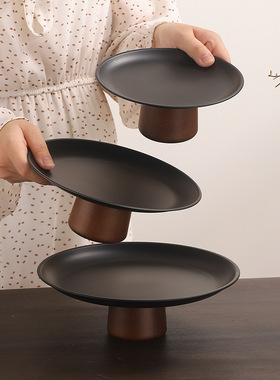 明矾托盘20厘米黑色装粗盐供盘净宅专用容器卫生间放海盐净化贡盘