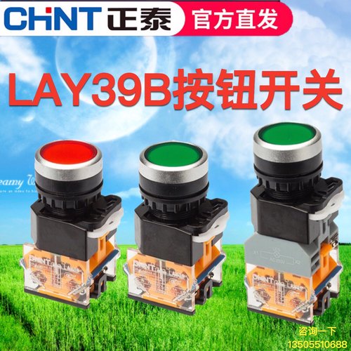 正泰按钮开关自复位圆形22mm点动