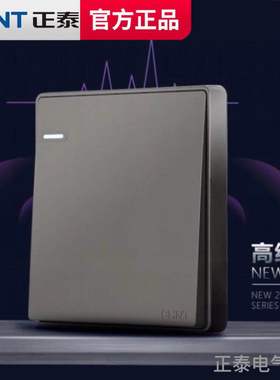 正泰开关插座面板86型黑色5孔五孔插座大面板无边框 深灰色NEW2C