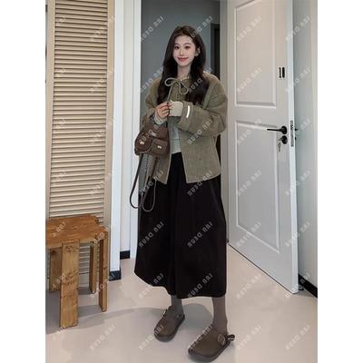 咖色灯芯绒八分裤女秋季休闲百搭