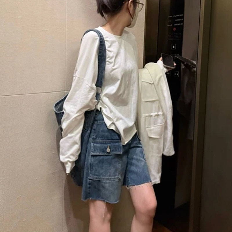 毛边水洗工装牛仔短裤女夏季裤子图片