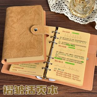 a6牛皮纸活页笔记本本子a5办公记事本简约可拆卸活页本学生复古空白手账本加厚便携式小号随身学生学习日记本