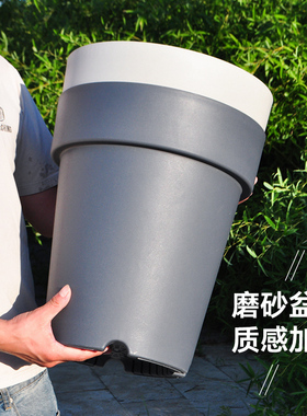 树脂花盆高款塑料北欧风罗马霍仑大号家用客厅加仑户外种树加厚盆