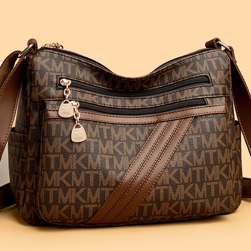 袋鼠真皮女包斜挎包女大包大容量包包女士2026新款时尚百搭单肩包