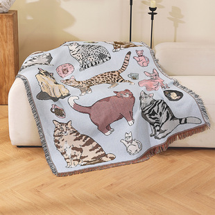 跨境外贸一无是处沙发垫可爱猫四季沙发巾多功能盖毯子地毯挂毯