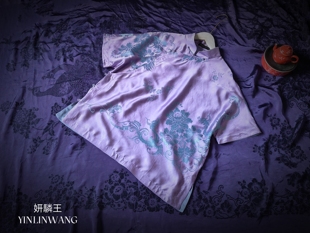 妍驎王原创设计新中式国风时尚衬衫 老软缎提花上衣百搭短袖上衣