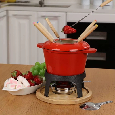 出口原单芝士奶酪火锅酒精炉架压铸铁砝琅锅户外野板烧fondue pot