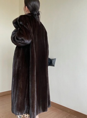 中古复刻 梦中情貂皮草女外套气质大牌环保水貂大衣女中长款秋冬