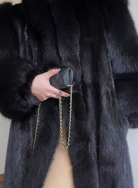 巴黎暖境 秋冬新款中古仿貂大衣宽松长款环保水貂毛毛皮草外套女