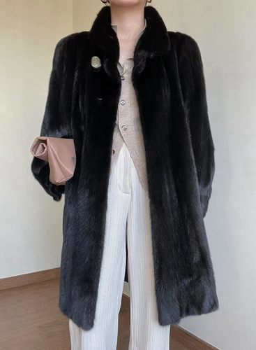 小静皮草中古貂环保皮草毛毛大衣