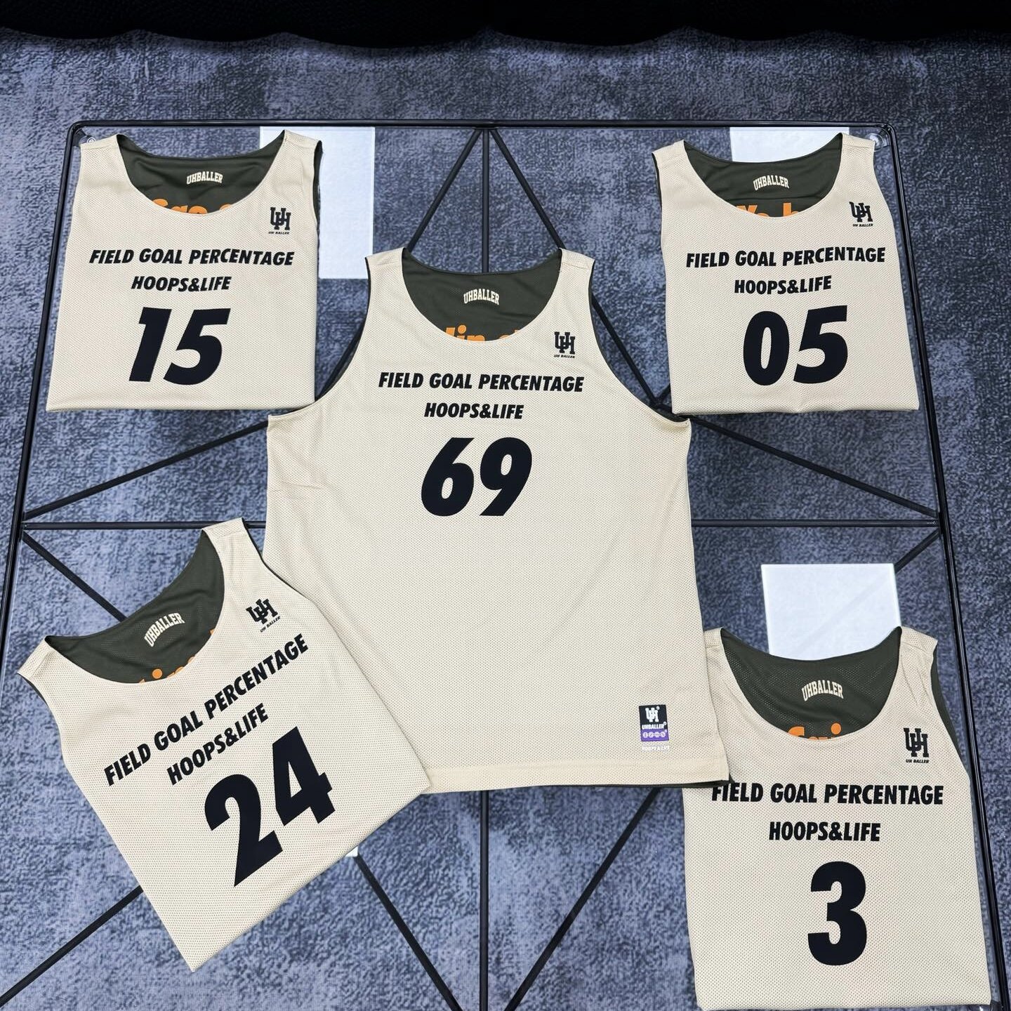UHBALLER双面篮球服定制透气网眼美式球衣印字比赛训练套装印logo