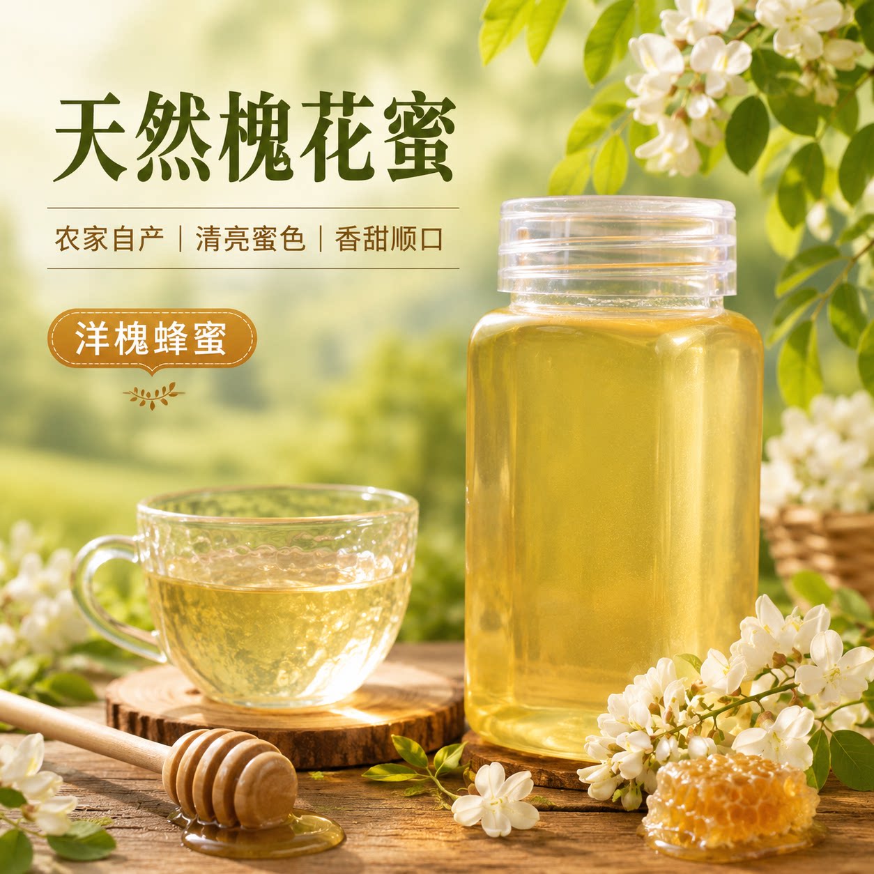 天然槐花蜜生药花蜂蜜农家自产洋槐蜂蜜槐花蜜女士蜜500克