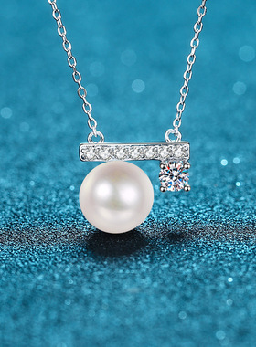 s925银镀18K金耳环莫桑石锁骨链淡水珍珠链镀pt950铂金高级感饰品