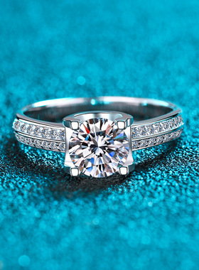 新款s925银镀18K金牛头款群镶莫桑石时尚气质镀pt950铂金戒指女款