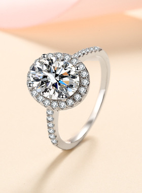 s925银镀18K金微镶嵌异形1克拉2克拉莫桑石戒指指环镀PT950 铂金