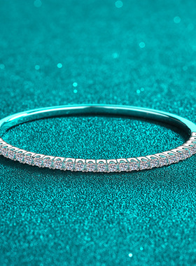 s925银镀18K金手镯满天星满镶莫桑石手链轻奢感手环镀PT950铂金