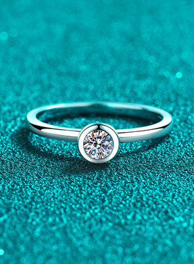 s925银镀18K金女戒简约时尚日常高级感莫桑石镀PT950铂金泡泡戒指