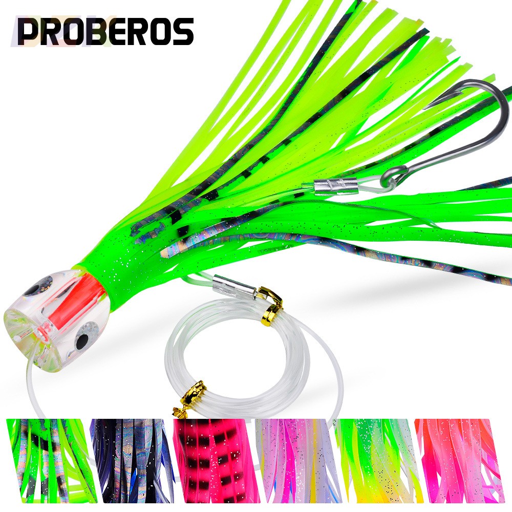 9英寸拖钓路亚饵 亚克力章鱼须鱿鱼软饵海钓树脂仿生软饵带出水.5